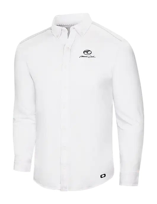 OGIO Bright White Modern Code Stretch Button-Up Shirt w/American Coach Logo