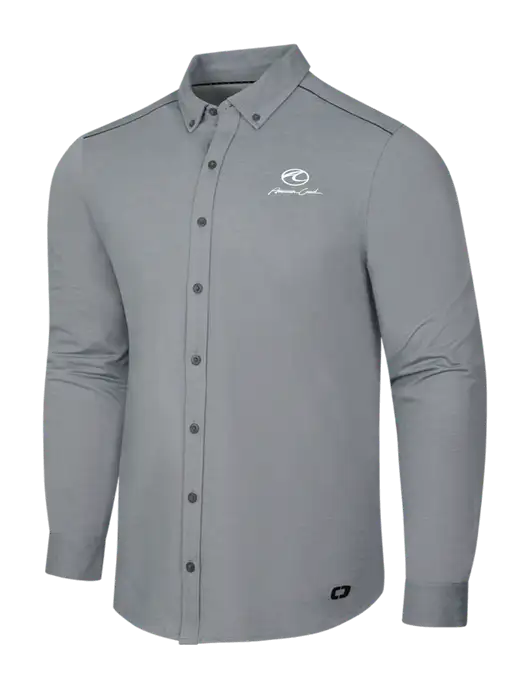 OGIO Medium Grey Heather Modern Code Stretch Button-Up Shirt w/American Coach Logo