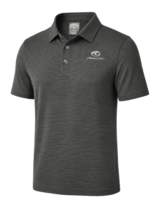Callaway Black Fine Line Stripe Polo w/American Coach Logo
