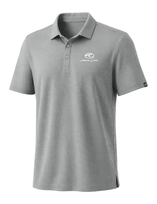 TravisMathew Medium Grey Heather Coto Performance Polo w/American Coach Logo