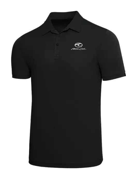 TravisMathew Black Solid Oceanside Polo w/American Coach Logo