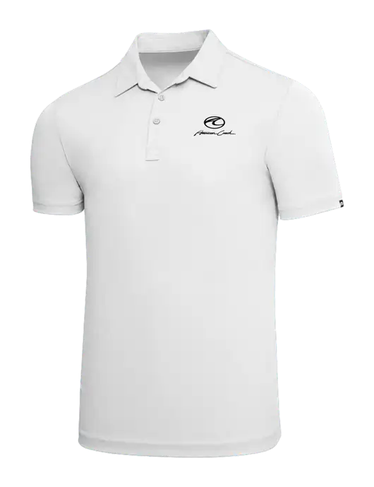 TravisMathew White Solid Oceanside Polo w/American Coach Logo