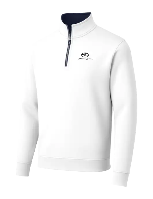 Fairway & Greene Caves Quarter-Zip Tech White Pullover w/American Coach Logo