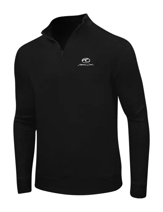 Deep Black/Charcoal Heather Interlock 1/4 Zip w/American Coach Logo