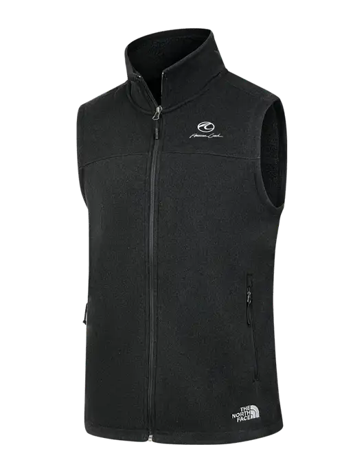 North Face Black Heather Sweater Fleece Vest  w/American Coach Logo