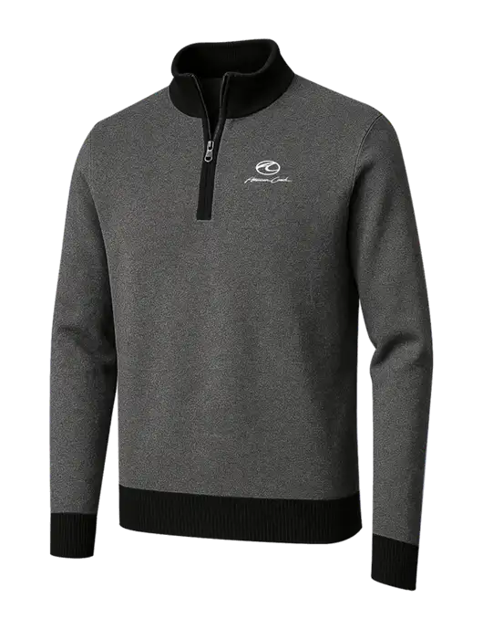 Brooks Brothers Black/Dark Grey Washable Merino Birdseye 1/4-Zip Sweater w/American Coach Logo