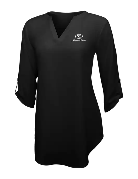 Womens Black 3/4 Sleeve Tunic Blouse w/American Coach Logo