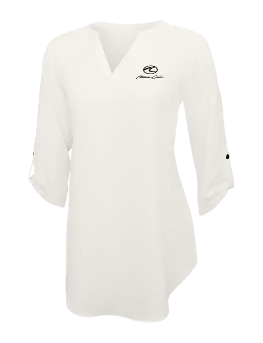 Ivory Womens 3/4 Sleeve Tunic Blouse w/American Coach Logo