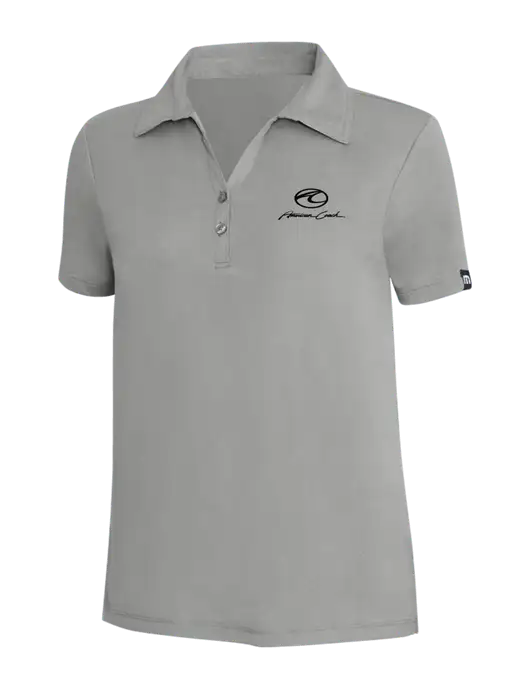 TravisMathew Light Grey Heather Womens Coto Performance Polo w/American Coach Logo