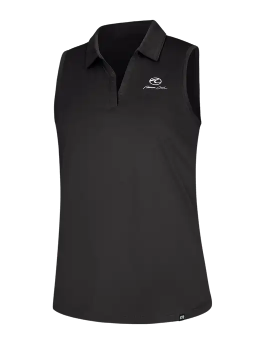 TravisMathew Womens Black Coto Performance Sleeveless Polo w/American Coach Logo