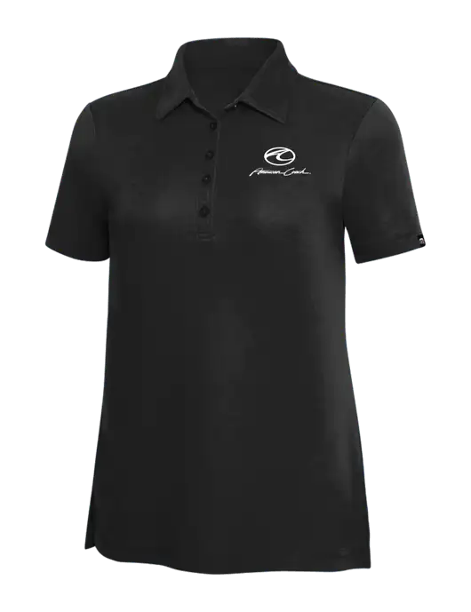 TravisMathew Black Solid Womens Oceanside Polo w/American Coach Logo