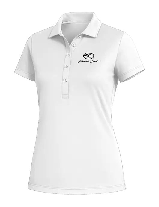 Fairway & Greene Womens White Claire Tech Polo w/American Coach Logo