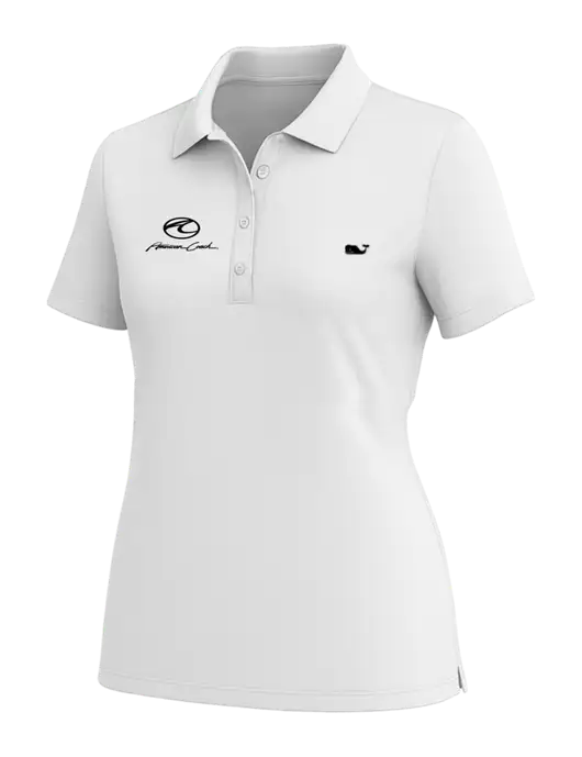 Vineyard Vines Womens White Edgartown Pique Polo w/American Coach Logo