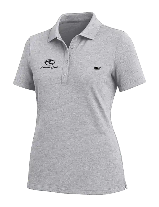 Vineyard Vines Womens Light Grey Edgartown Pique Polo w/American Coach Logo