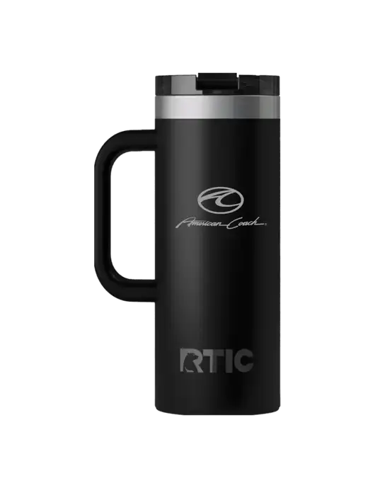 RTIC Road Trip 20 oz Black Travel Mug w/American Coach Logo
