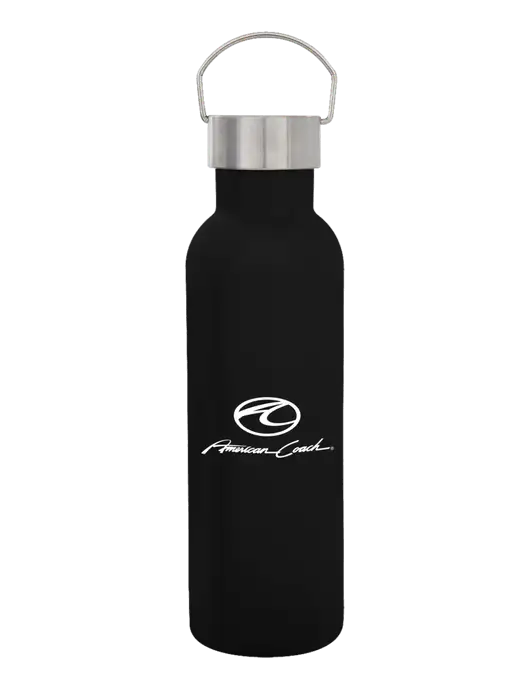 28 oz Black Bubbli Stainless Steel Bottle w/American Coach Logo