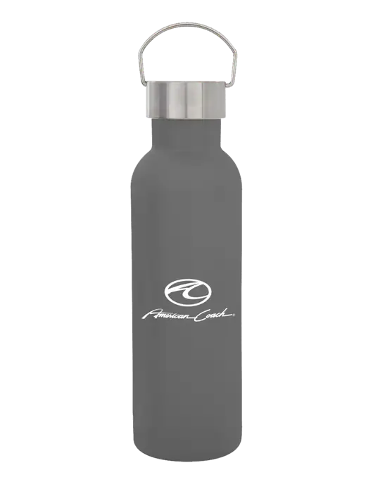 28 oz Medium Grey Bubbli Stainless Steel Bottle w/American Coach Logo