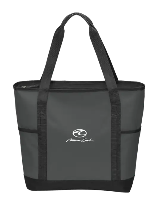 On the Go Charcoal/Black Tote  w/American Coach Logo