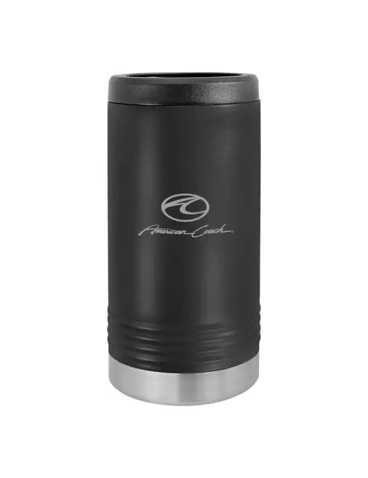 Polar Camel Powder Coated Black Vacuum Insulated Slim Beverage Holder w/American Coach Logo
