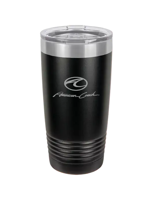 Polar Camel 20 oz Powder Coated Black Vacuum Insulated Tumbler w/American Coach Logo