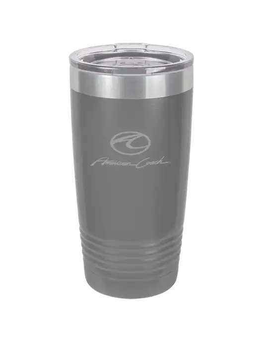 Polar Camel 20 oz Powder Coated Grey Vacuum Insulated Tumbler  w/American Coach Logo