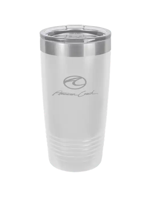 Polar Camel 20 oz Powder Coated White Vacuum Insulated Tumbler  w/American Coach Logo