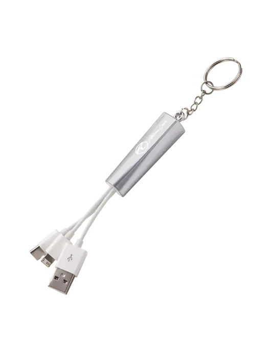 Silver Light-Up Charging Cable with Key Ring w/American Coach Logo