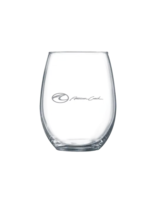 15 oz Stemless Wine Glass w/American Coach Logo