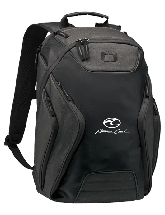 OGIO Black/Heather Grey Hatch Laptop Backpack
 w/American Coach Logo