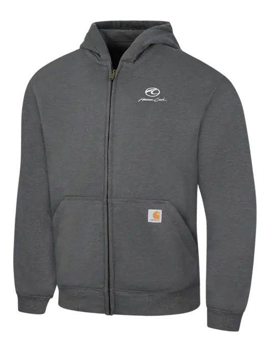 Carhartt Dark Grey Heather Rain Defender Paxton Heavyweight Hooded Zip-Front Sweatshirt w/American Coach Logo