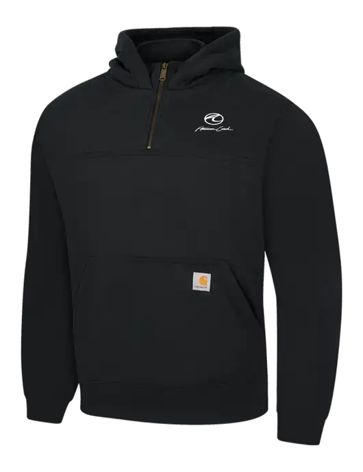 Carhartt Black Rain Defender Paxton Heavyweight Hooded 1/4 Zip Mock Sweatshirt w/American Coach Logo