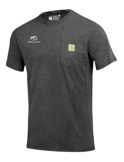 Carhartt Force Dark Grey Heather Short Sleeve Pocket T-Shirt w/American Coach Logo
