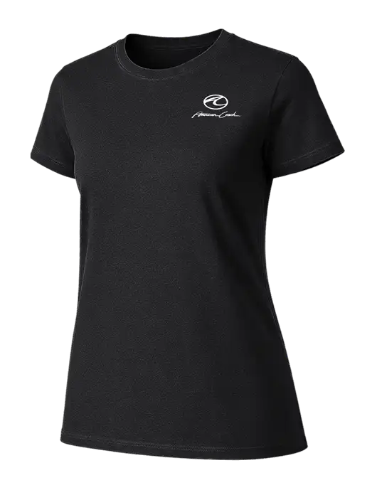 Womens Ring Spun Jet Black 4.5 oz T-Shirt w/American Coach Logo