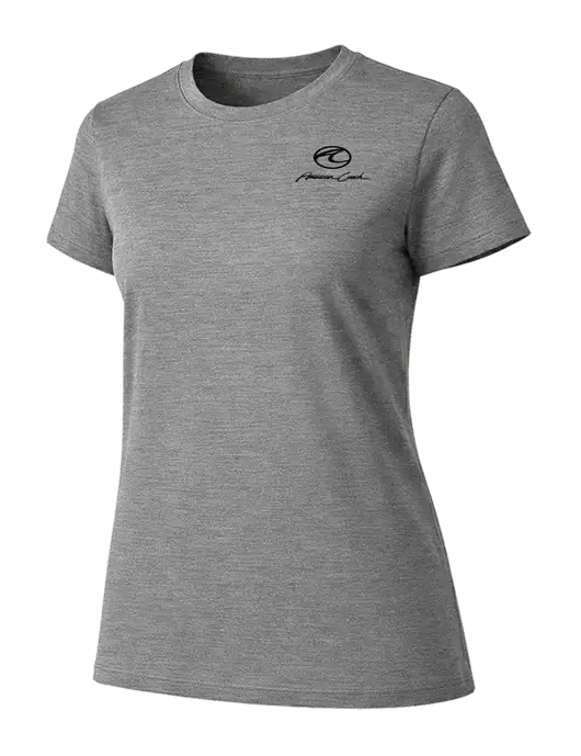 Womens Ring Spun Light Grey Heather 4.5 oz T-Shirt w/American Coach Logo