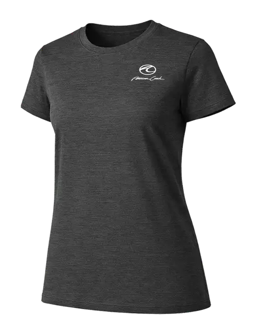 Womens Ring Spun Dark Heather Grey 4.5 oz T-Shirt w/American Coach Logo