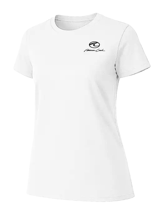 Womens Ring Spun White 4.5 oz T-Shirt w/American Coach Logo