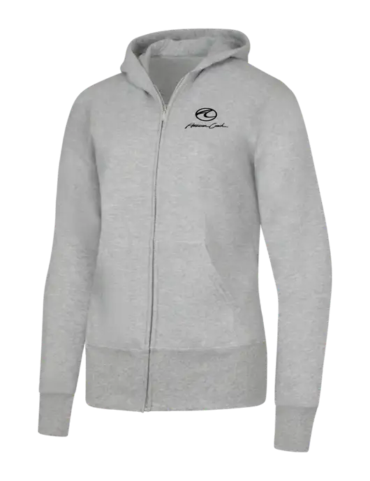 Grey Heather Womens Core Fleece Full-Zip Hooded Sweatshirt w/American Coach Logo