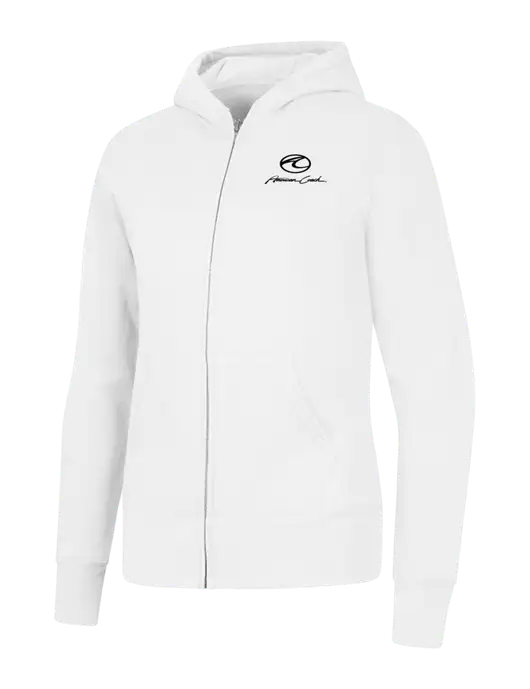 White Womens Core Fleece Full-Zip Hooded Sweatshirt w/American Coach Logo