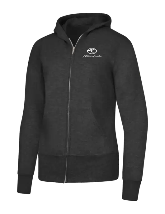 Dark Heather Grey Womens Core Fleece Full-Zip Hooded Sweatshirt w/American Coach Logo