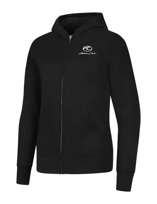 Jet Black Womens Core Fleece Full-Zip Hooded Sweatshirt w/American Coach Logo